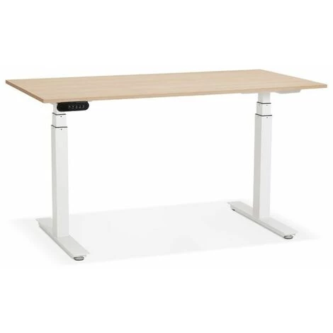 Paris Prix - Bureau Design Réglable "électrique" 140cm Naturel & Blanc 3 Paris Prix - Bureau Design Réglable "électrique" 140cm Naturel & Blanc