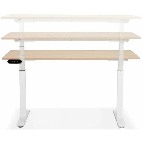 Paris Prix - Bureau Design Réglable "électrique" 140cm Naturel & Blanc 6 Paris Prix - Bureau Design Réglable "électrique" 140cm Naturel & Blanc – Image 4