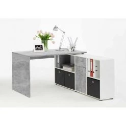 Paris Prix - Bureau D'angle Réversible "oxela" 135cm Gris & Blanc -France Bureau Soldes 2022 33670335 3