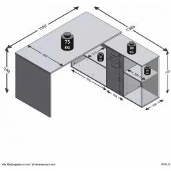 Paris Prix - Bureau D'angle Réversible "oxela" 135cm Gris & Blanc -France Bureau Soldes 2022 33670335 5