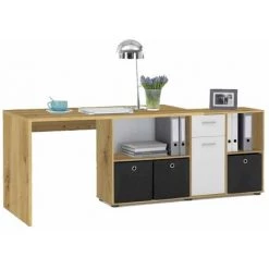 Paris Prix - Bureau D'angle Réversible "oxela" 135cm Chêne