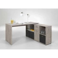 Paris Prix - Bureau D'angle Réversible "oxela" 135cm Chêne Sable -France Bureau Soldes 2022 33670948 4