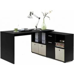 Paris Prix - Bureau D'angle Réversible "oxela" 135cm Noir