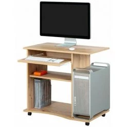 Paris Prix - Bureau Informatique à Roulettes "tao" 80cm Beige -France Bureau Soldes 2022 33676084 3