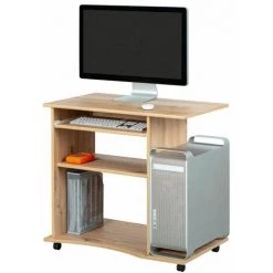 Paris Prix - Bureau Informatique à Roulettes "tao" 80cm Beige -France Bureau Soldes 2022 33676084 4