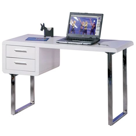 Paris Prix - Bureau Design 2 Tiroirs "teo" 120cm Blanc 3 Paris Prix - Bureau Design 2 Tiroirs "teo" 120cm Blanc