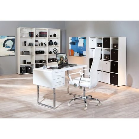 Paris Prix - Bureau Design 2 Tiroirs "teo" 120cm Blanc 6 Paris Prix - Bureau Design 2 Tiroirs "teo" 120cm Blanc – Image 4