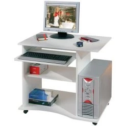 Paris Prix - Bureau Informatique à Roulettes "tao" 80cm Blanc