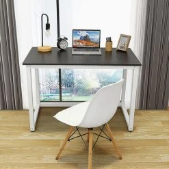 SWAGX Bureau Informatique Table D'ordinateur Bureau Poste De Travail 110x60x74CM Noir -France Bureau Soldes 2022 33730487 5