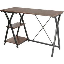 OOBEST Bureau D'ordinateur Avec Etagères De Rangement Bois Meuble Informatique Multifunctinal Table Informatique Pour Bureaux à Domicile -France Bureau Soldes 2022 33752422 3