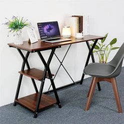 OOBEST Bureau D'ordinateur Avec Etagères De Rangement Bois Meuble Informatique Multifunctinal Table Informatique Pour Bureaux à Domicile -France Bureau Soldes 2022 33752422 5