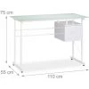HELLOSHOP26 Bureau Moderne Avec Plaque De Verre Tiroir Latéral Pour Chambre D’ado 110 Cm Blanc - Transparent -France Bureau Soldes 2022 33774125 1