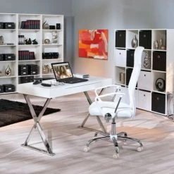 Paris Prix - Bureau Design Métal "xavier" 120cm Blanc -France Bureau Soldes 2022 33857863 4
