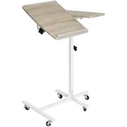 MEUBLES COSY Table De Lit Pivotante Table à Roulettes Tablette Supporte Ordinateur Portable 60x40x70-90cm Hauteur Réglable En Hêtre - HÊTRE