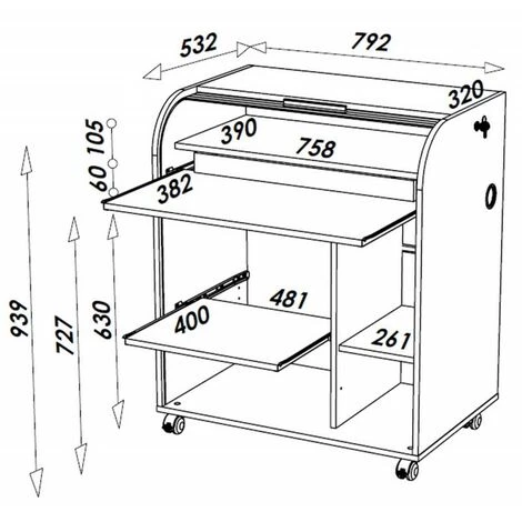 BEAUX MEUBLES PAS CHERS Bureau Informatique Chêne 1 Rideau - Coloris: Noir 5 BEAUX MEUBLES PAS CHERS Bureau Informatique Chêne 1 Rideau - Coloris: Noir – Image 3