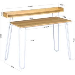 MEUBLES COSY Support Table De Travail - Bureau D'études -Bureau De Travail- En Métal Et Bois Noyer 114x60x90cm -France Bureau Soldes 2022 33895689 5
