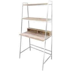Paris Prix - Bureau Etagère Déco "zack" 160cm Blanc & Naturel -France Bureau Soldes 2022 33917519 4