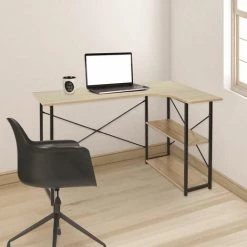 ALTOBUY BIWO - Bureau D'Angle Noir Et Naturel Avec 2 Tablettes - Noir -France Bureau Soldes 2022 33997827 3