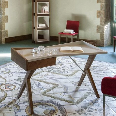 Paris Prix - Bureau Design "robert" 120cm Naturel & Gris Perle 4 Paris Prix - Bureau Design "robert" 120cm Naturel & Gris Perle – Image 2