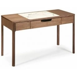 Paris Prix - Bureau Design Bois & Verre "bosca" 120cm Naturel