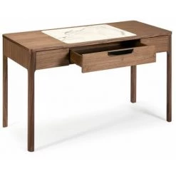 Paris Prix - Bureau Design Bois & Verre "bosca" 120cm Naturel -France Bureau Soldes 2022 34289913 3