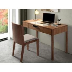 Paris Prix - Bureau Design Bois & Verre "bosca" 120cm Naturel -France Bureau Soldes 2022 34289913 5