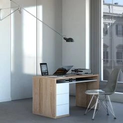 OFFICE24 Bureau Au Design Moderne En Bois De Chêne Avec 3 Tiroirs 110x60cm Canberra