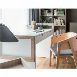 Bureau 2 Tiroirs Avec Rebords En Bois - STIGE - Calicosy - Blanc -France Bureau Soldes 2022 34525169 3