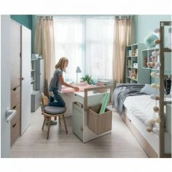 Bureau 2 Tiroirs Avec Rebords En Bois - STIGE - Calicosy - Blanc -France Bureau Soldes 2022 34525169 5