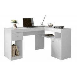 BEAUX MEUBLES PAS CHERS Bureau D'Angle Blanc Caisson Et Rangements
