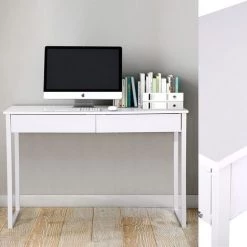 HOMYLIN Bureau D'ordinateur Table D'écriture Avec Tiroirs Bureau D'ordinateur Coiffeuse Bureau à Domicile Table Blanche 120x40x77cm -France Bureau Soldes 2022 34701297 3