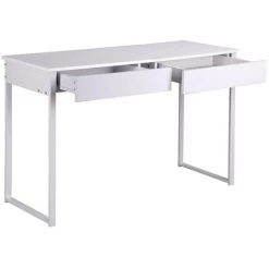 HOMYLIN Bureau D'ordinateur Table D'écriture Avec Tiroirs Bureau D'ordinateur Coiffeuse Bureau à Domicile Table Blanche 120x40x77cm -France Bureau Soldes 2022 34701297 4