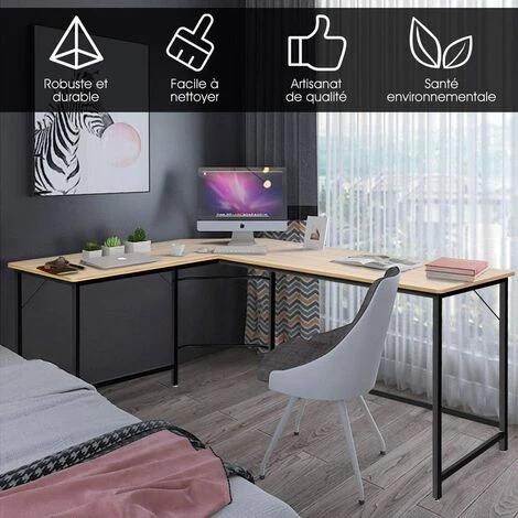 GOPLUS Bureau Informatique Coin En Forme De L, Bureau/Table D’Angle Ordinateur, Avec Support CPU Mobile, Etude Table Pour Maison Et Bureau, Charge Max 100KG, 167,5 X 125,5 X 73,5CM (Bois) 5 GOPLUS Bureau Informatique Coin En Forme De L, Bureau/Table D’Angle Ordinateur, Avec Support CPU Mobile, Etude Table Pour Maison Et Bureau, Charge Max 100KG, 167,5 X 125,5 X 73,5CM (Bois) – Image 3