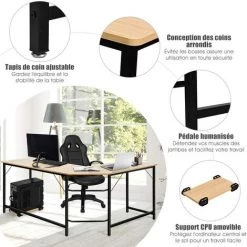 GOPLUS Bureau Informatique Coin En Forme De L, Bureau/Table D’Angle Ordinateur, Avec Support CPU Mobile, Etude Table Pour Maison Et Bureau, Charge Max 100KG, 167,5 X 125,5 X 73,5CM (Bois) 10 GOPLUS Bureau Informatique Coin En Forme De L, Bureau/Table D’Angle Ordinateur, Avec Support CPU Mobile, Etude Table Pour Maison Et Bureau, Charge Max 100KG, 167,5 X 125,5 X 73,5CM (Bois) -France Bureau Soldes 2022 34761681 4