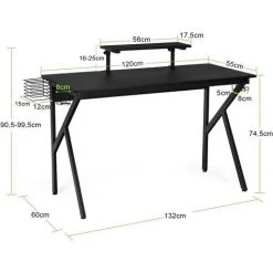 GOPLUS Bureau Gaming Avec Support D'?cran Réglable Et Amovible, Table De Jeu En Forme K Avec Porte-Oreilles Audio Gobelet, Bureau D'Ordinateur Gaming Avec Espace De Rangement Pour Gamer, Noir -France Bureau Soldes 2022 34761938 5