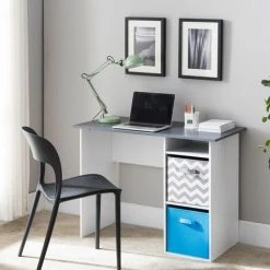 Paris Prix - Bureau Design 2 Niches "salerne" 101cm Blanc -France Bureau Soldes 2022 34847053 4