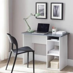 Paris Prix - Bureau Design 2 Niches "salerne" 101cm Blanc -France Bureau Soldes 2022 34847053 5