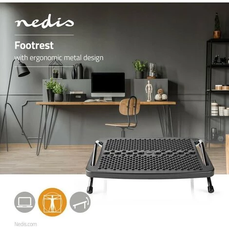 NEDIS Repose-pied Ergonomique Métal Noir Bureau Ordinateur Télétravail 4 NEDIS Repose-pied Ergonomique Métal Noir Bureau Ordinateur Télétravail – Image 2