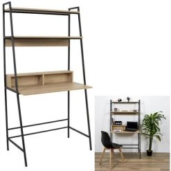 THE HOME DECO FACTORY Bureau étagère Zack Noir - Noir -France Bureau Soldes 2022 34931701 5