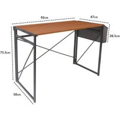 TODECO Bureau Informatique, Table De Bureau Avec Pochette De Rangement, Table Détude De Style Industriel, Aucune Installation Requise, Marron - Marron -France Bureau Soldes 2022 35074863 2