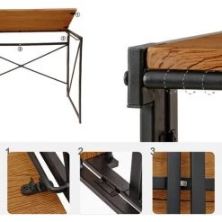 TODECO Bureau Informatique, Table De Bureau, Bureau D'ordinateur Pliable, Table Détude De Style Industriel, Fait De Bois Et D'acier, Marron - Marron -France Bureau Soldes 2022 35074908 5