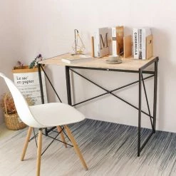 TODECO Bureau Informatique, Table De Bureau, Bureau D'ordinateur Pliable, Table Détude De Style Industriel, Bureau Poste De Travail, Marron Clair - Light Brown -France Bureau Soldes 2022 35074959 3