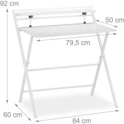 Relaxdays Table De Travail Pliable,peu Encombrant, Avec étagère,pour La Maison, Pour Ado, 92x84x60cm, Choix De Couleurs -France Bureau Soldes 2022 35107879 5