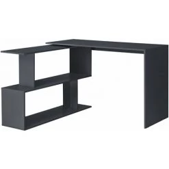 HELLOSHOP26 Bureau Gigogne Design Avec Partie étagère Bureau De Coin Extension Panneau De Particules Mélaminé 77 X 120 X 50 Cm Gris Foncé - Gris