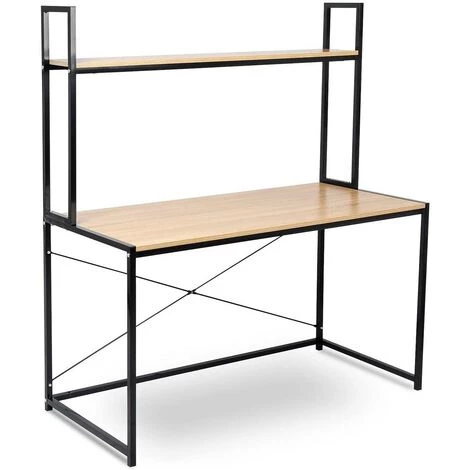 HELLOSHOP26 Bureau Adulte Avec étagère Au Design Pratique 120 Cm Couleur Chêne Clair - Beige 3 HELLOSHOP26 Bureau Adulte Avec étagère Au Design Pratique 120 Cm Couleur Chêne Clair - Beige