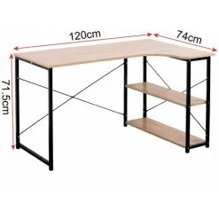 HELLOSHOP26 Bureau Adulte Table De Travail Spacieuse Avec Deux étagères MDF 120 Cm Beige - Beige