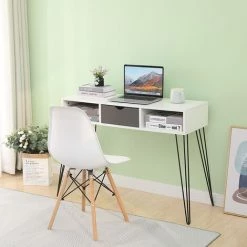 Aqrau Bureau Principal En Fer Blanc Et Noir (1 Tiroir) 100 * 35 * 75cm 10 Aqrau Bureau Principal En Fer Blanc Et Noir (1 Tiroir) 100 * 35 * 75cm -France Bureau Soldes 2022 35618408 4