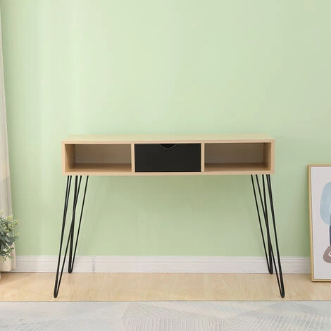 Aqrau Bureau B?che Principale Avec Pieds En Fer Noir Bureau (1 Tiroir) 100 * 35 * 75cm 4 Aqrau Bureau B?che Principale Avec Pieds En Fer Noir Bureau (1 Tiroir) 100 * 35 * 75cm – Image 2