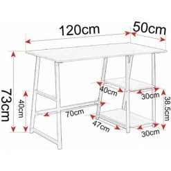 HELLOSHOP26 Bureau Adulte D'ordinateur 2 étagères 120 Cm Pour Un Grand Rangement - Or -France Bureau Soldes 2022 35635814 3