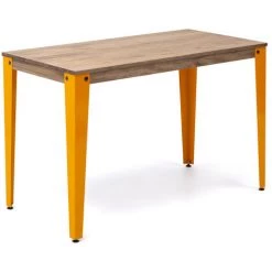 Table Salle à Manger Lunds 140x60x75cm Jaune-Effect Vintage. Box Furniture - Beige